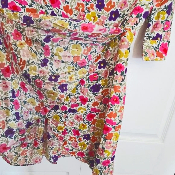 Anthropologie Tulle Womens Floral Faux Wrap Dress Medium Short Spring Easter - Picture 8 of 13